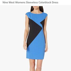Nine West Womens Sleeveless Colorblock Dress